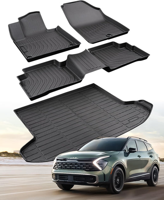 CreekT for Kia Sportage Floor Mats 2025 2024 2023 (NOT FIT Hybrid Models), All Weather Floor Mats & Cargo Trunk Liners for Kia Sportage 2023-2025 Fit for Sportage Interior Accessories (4 Piece/Set)
