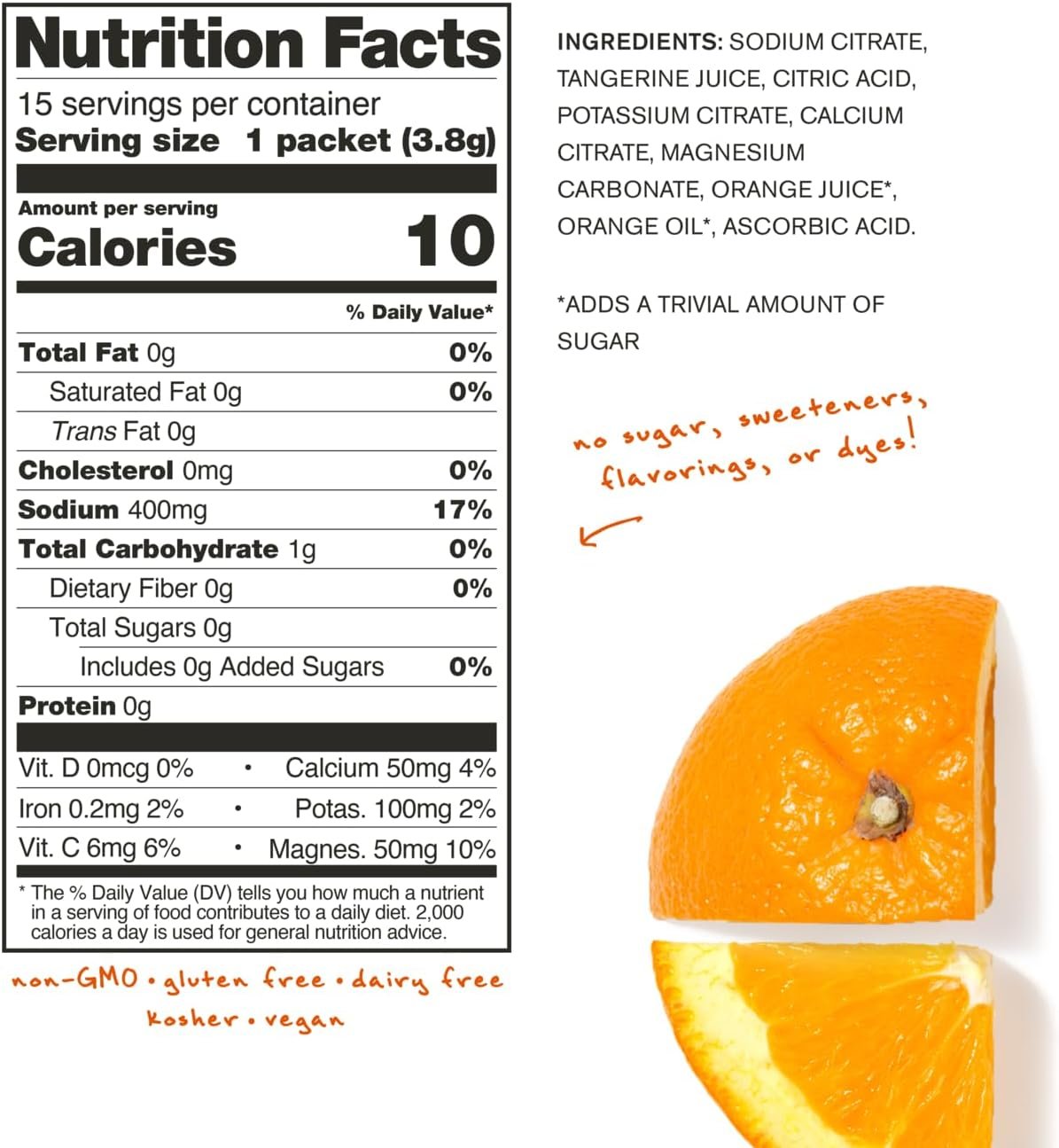 Skratch Labs Sugar Free Electrolyte Powder - Hydration Packets - Everyday Unsweetened Drink Mix - Tangerine + Orange - 15 Servings - Keto, Vegan, Non-GMO