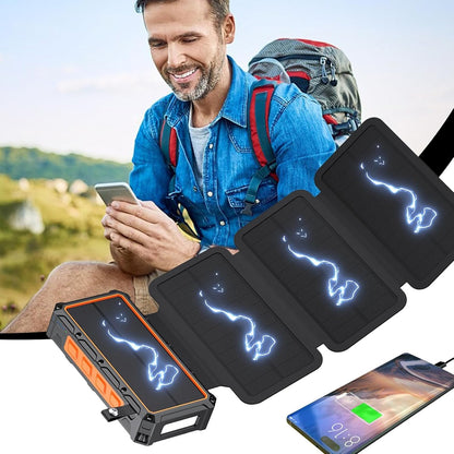 Solar Battery Power Bank– Portable Power Bank Panel, USB Output LED Light | 20000 mAh Waterproof Solar Charging Station, LED Flashlight Power Brick for Camping Hiking Travel Emergenccy Outdoor