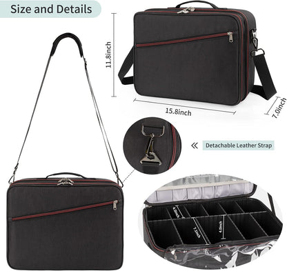 Makeup Train Case Organizer, OCHEAL Makeup Bag Travel Cosmetic Case Portable Artist Storage Bag with Washable Plastic Divider for Lipstick Storage Makeup Brushes Toiletry Accessories Black