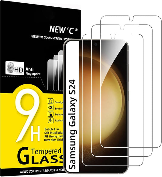 NEW'C 3 Pack Designed for Samsung Galaxy S24 5G Screen Protector Tempered Glass,Case Friendly Ultra Resistant
