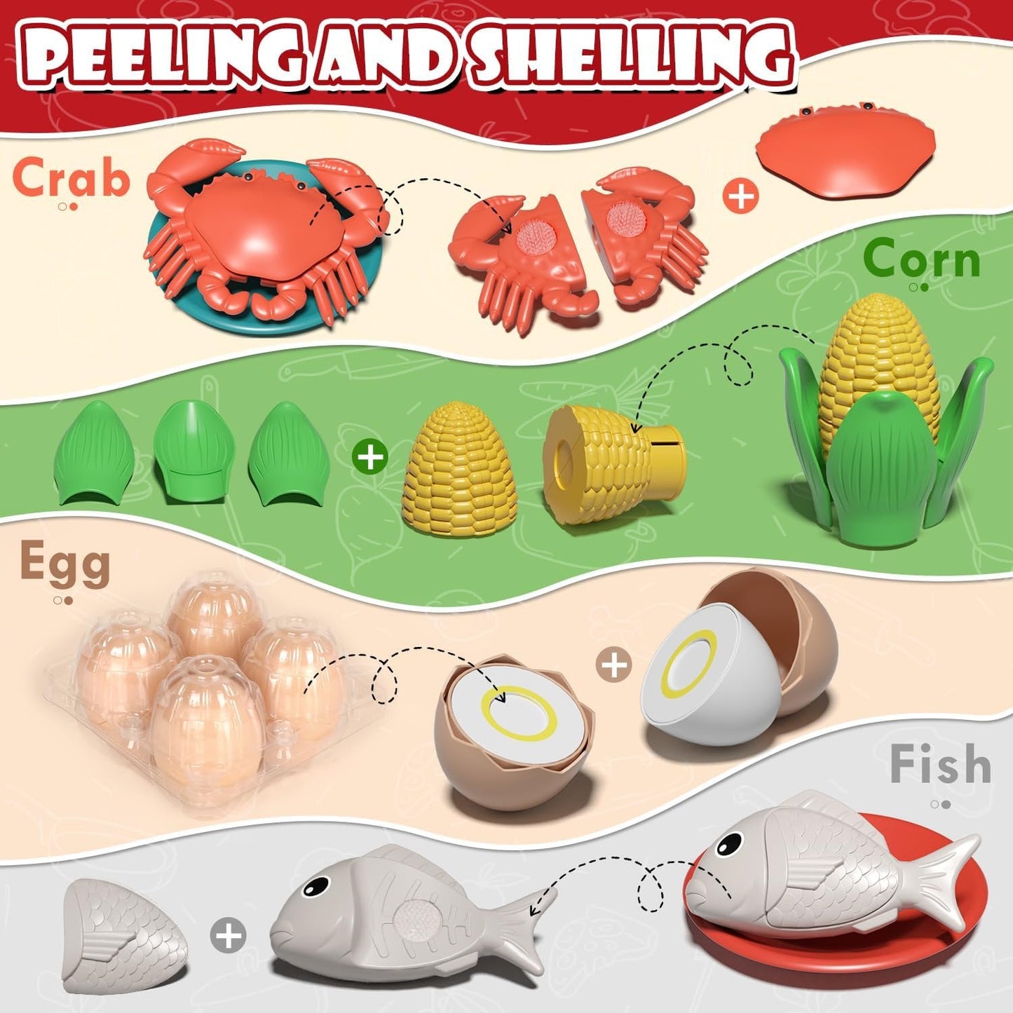 Lehoo Castle Play Kitchen Accessories, Play Pots and Pans Sets for Kids Kitchen, Play Food Sets for Kids, Kitchen Play Set Toddler Cooking Set, Toy Foods for Toddlers 3-5 Girls