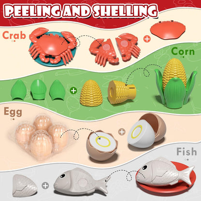 Lehoo Castle Play Kitchen Accessories, Play Pots and Pans Sets for Kids Kitchen, Play Food Sets for Kids, Kitchen Play Set Toddler Cooking Set, Toy Foods for Toddlers 3-5 Girls