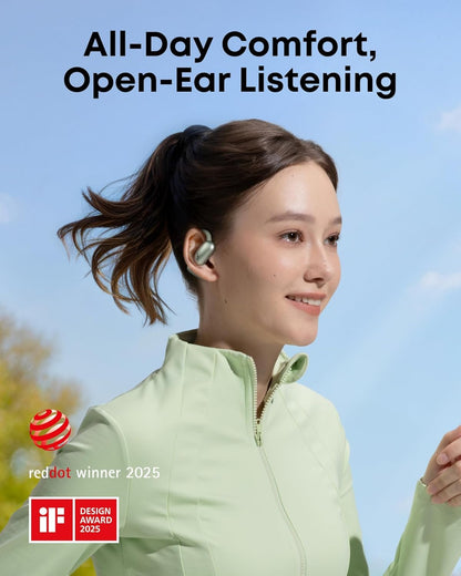 soundcore AeroFit 2 by Anker, Open-Ear Headphones, Non-Intrusive Design, Adjustable Comfort, Snug Fit, Rich Bass, Hi-Res Audio, 42H Play, Bluetooth 5.4, Wireless Charging, IP55, Open-Ear Earbuds
