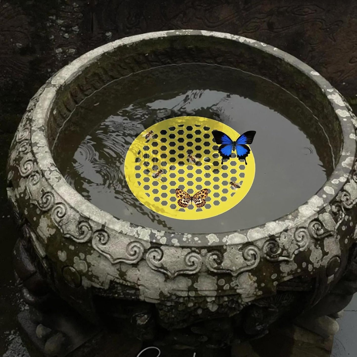 2 Pieces Bee Watering Station, 7.87 Inches Floating Bee Island, Round Floating Butterfly Water Container Feeding Tool for Outdoor B-ee Bath, Thirsty Pollinators
