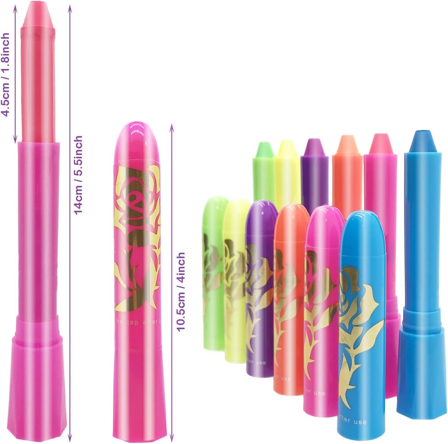 Face Paint Crayons Glow In The Dark Body Painting Kit Under UV and Black Light Makeup Non-Toxic for Halloween Masquerades Easter Festivals Party Supplies (6 Colors)