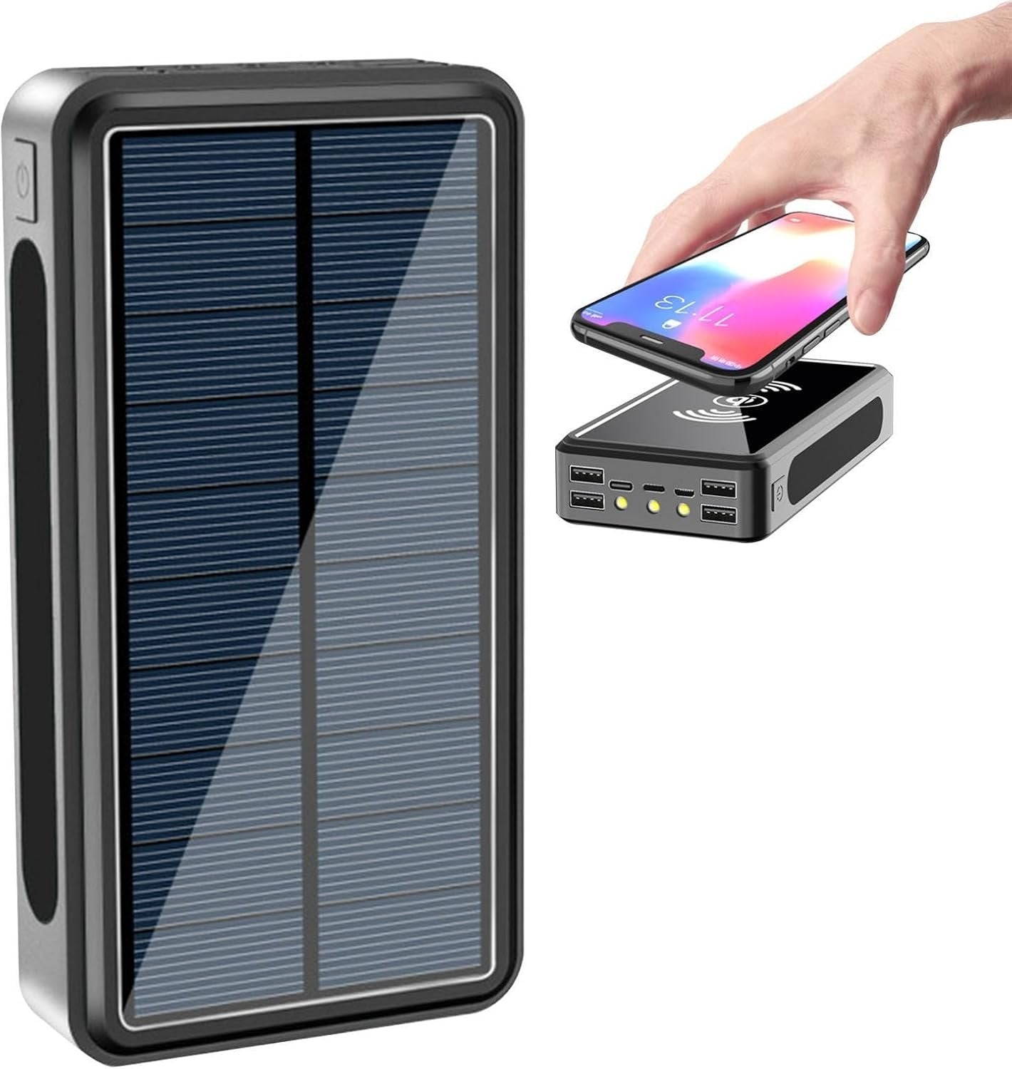 Solar Power Bank - 30000mAh Phone Charger | Large Capacity LED Camping Light, USB emergencyy Survival Sunlight Lantern Travel Lightening Tool for Outdoor Picnic Camping Surviving