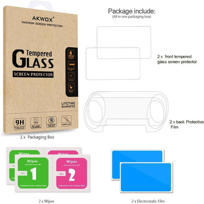 (4-Pack) Screen Protectors for Sony PlayStation Vita 1000 with Back Covers, Akwox 9H Tempered Glass Front Screen Protector and HD Clear Crystal PET Back Screen Protective Film for PS Vita PSV 1000
