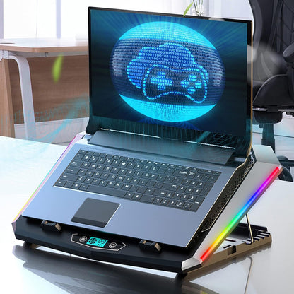 XUMIUZIY Laptop Cooling Pad,Laptop Fan Cooling Pad,5 Fans Fast Heat Dissipation Multi Angle Support RGB Lighting Low Noise Notebook Cooler Stand