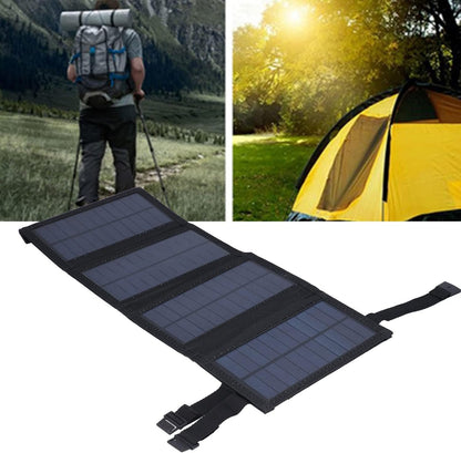 Solar Power Bank, Solar 20W USB Foldable Solar Panel with Buckles for Outdoors (Black)