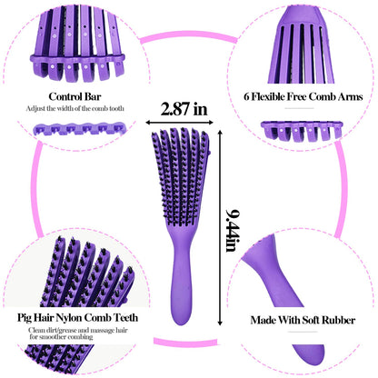 10Pcs Natural Hair Detangling Brush Set with Sleep Bonnet for Curly, Afro, African Black 3a to 4c Hair - Faster Detangling on Wash Days