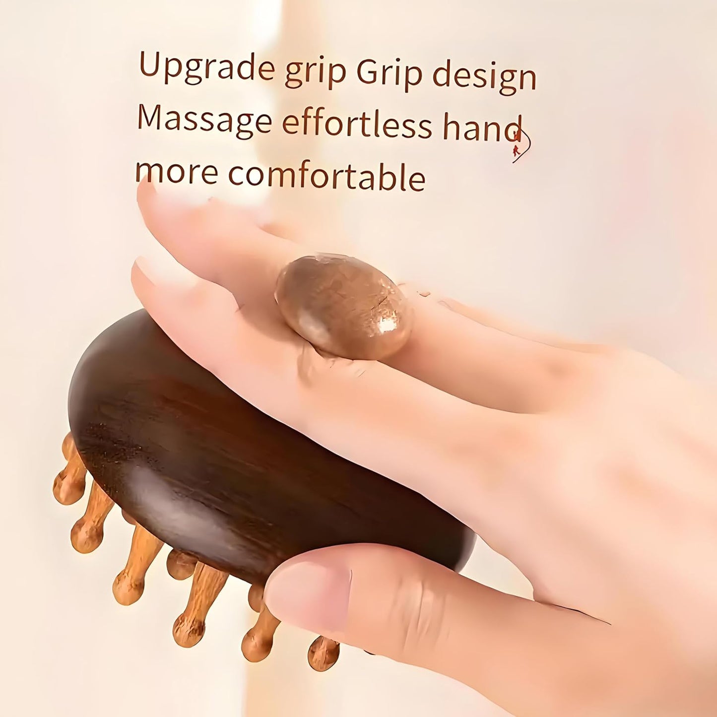 WisBtyCo Massage Hair Brush,Sandwood Hair Scalp Massager with 28 Pins, Wooden Scalp Massage Comb, Wooden with Handle, for Men and Women, Full Body Hair Brush