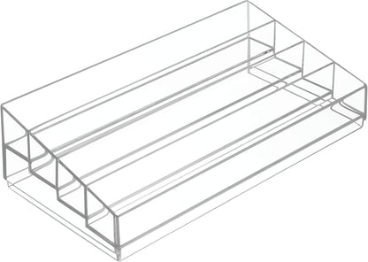 iDesign Clarity Plastic Tiered Organizer for Storage of Cosmetics, Makeup, and Accessories on Vanity, Countertop, or Cabinet, 13" x 6.5" x 3.46", Clear