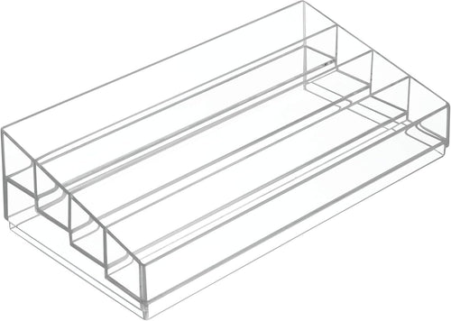 iDesign Clarity Plastic Tiered Organizer for Storage of Cosmetics, Makeup, and Accessories on Vanity, Countertop, or Cabinet, 13" x 6.5" x 3.46", Clear