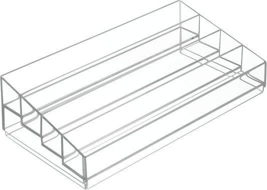 iDesign Clarity Plastic Tiered Organizer for Storage of Cosmetics, Makeup, and Accessories on Vanity, Countertop, or Cabinet, 13" x 6.5" x 3.46", Clear
