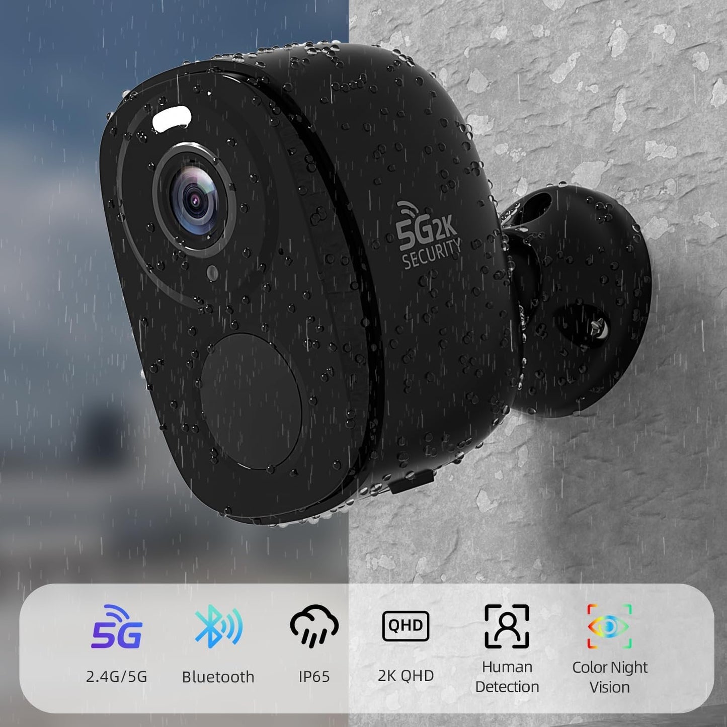 Rraycom 4Pack 5G/2.4G Security Cameras Wireless Outdoor,2K Battery Powered AI Motion Detection Siren Alarm WiFi Home Indoor Camera, Color Night Vision, 2-Way Talk, Waterproof, Works w/Alexa, Cloud/SD