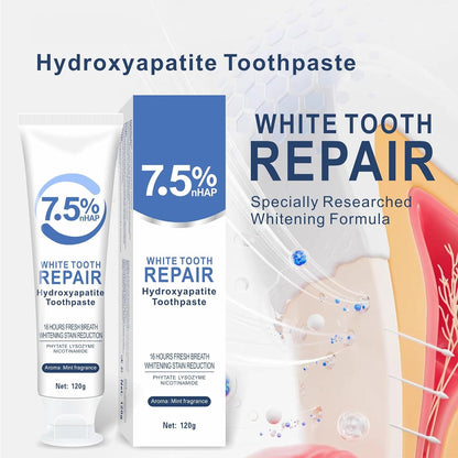 7.5% Hydroxyapatite Toothpaste, Hydroxyapatite Toothpaste that Breathes Fresh, Deep Cleaning Oral Care Toothpaste, Regenerate Hidroxiapatita Toothpaste for Sensitive Teeth, 120g, 2PC