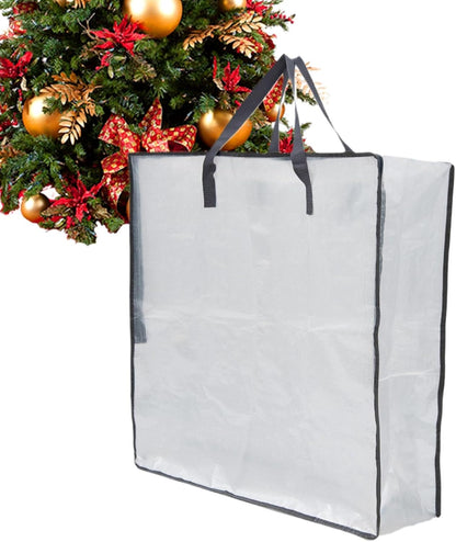 Clear Storage Bags With Zipper - Waterproof Packing Bags for Moving With Handle And Zipper - Packing Tote Organization Pouch Christmas Tree Sack for Winter Clothes Storage