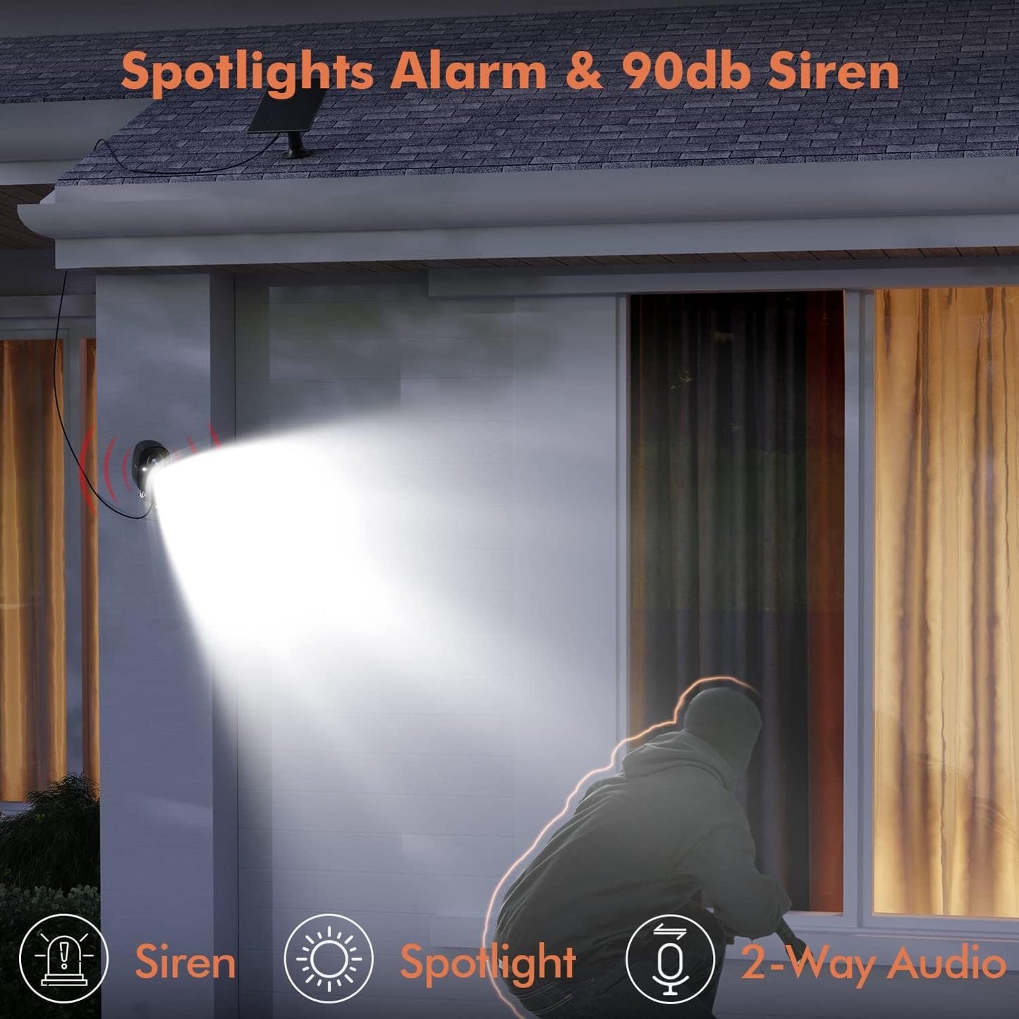 Dzees Upgrade Solar Camera Security Outdoor Wireless, Wireless Outdoor Security Cameras with Solar Panel, 1080P Color Night Vision, Spotlight/Alarm, AI Detection, 2-Way Talk, IP66 Waterproof
