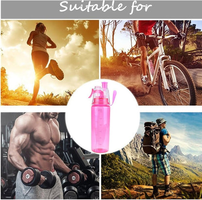 Mist Spray Water Bottle 600ml Portable Sport Water Bottle Anti-Leak Drinking Cup with Mist Hydration