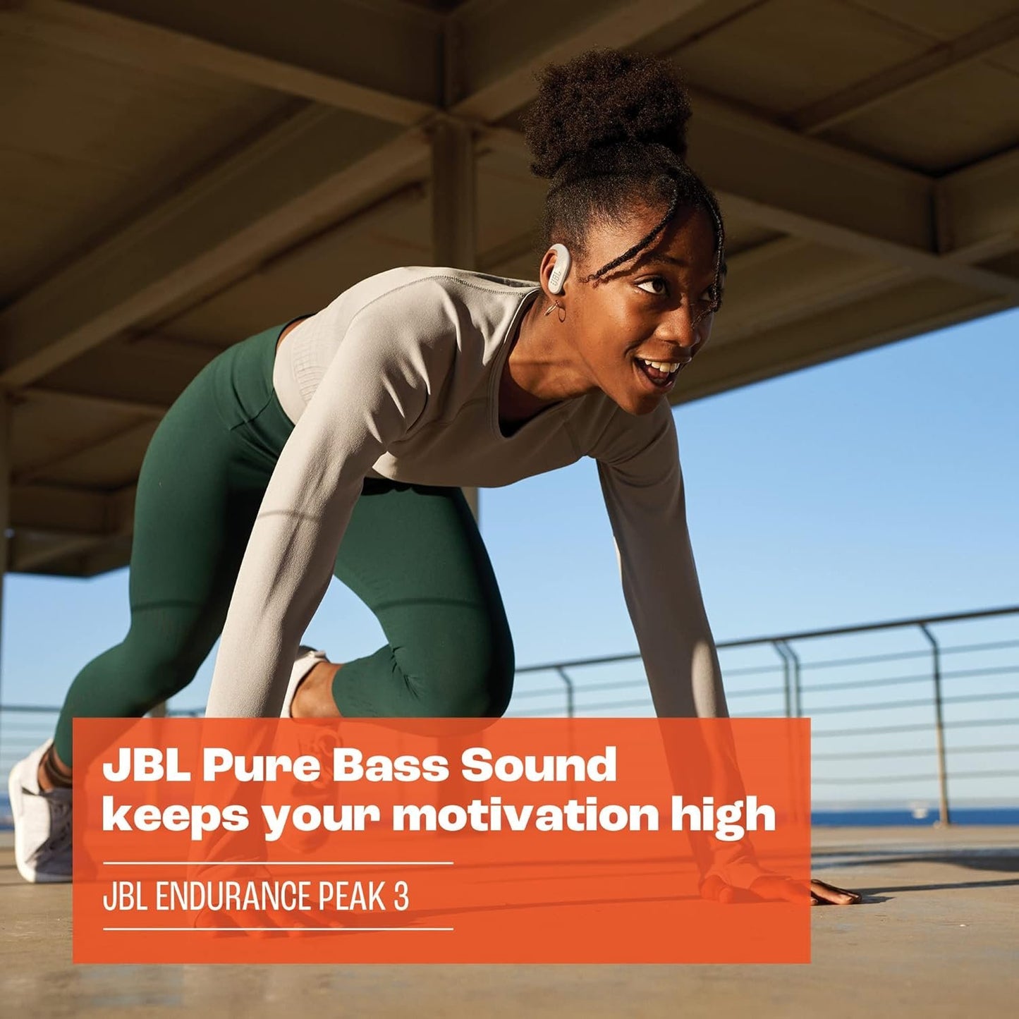 JBL Endurance Peak 3 - True Wireless Active Earbuds with Ear Hook Enhancer, IP68 Dust and Water Proof, Up to 50 Hours of Battery Life - White