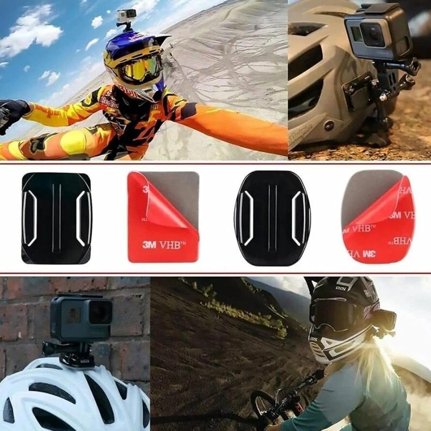 8 Sets with 4 Adhesive Mounts & 4 Adhesive Pads Helmet Mount, Go Pro Fixed Base for Go Pro 3 3+ 4 5 6 7 8 9 10 11 12 Action Cameras Connect with Car Kayak Surfboards - Flat