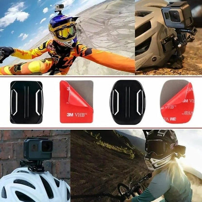 8 Sets with 4 Adhesive Mounts & 4 Adhesive Pads Helmet Mount, Go Pro Fixed Base for Go Pro 3 3+ 4 5 6 7 8 9 10 11 12 Action Cameras Connect with Car Kayak Surfboards - Flat
