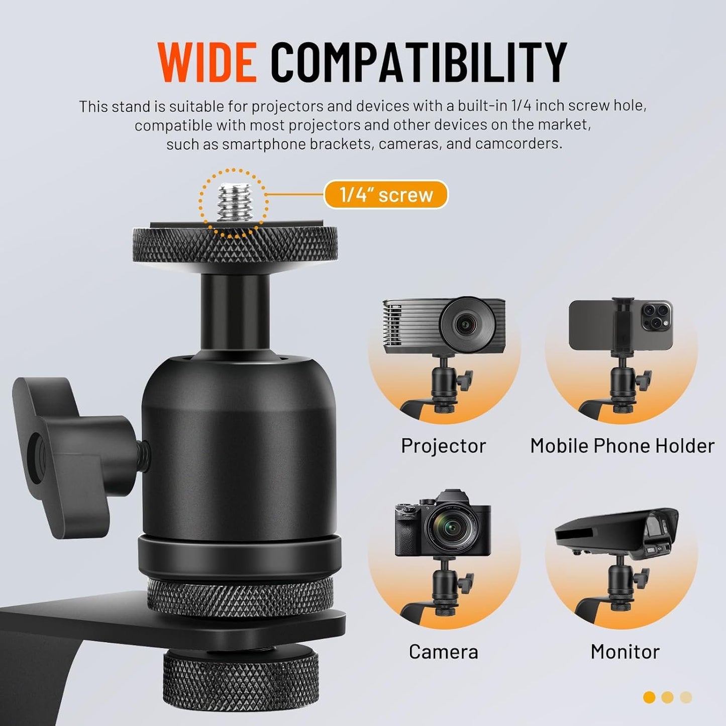 CAHAYA Stable Desktop Projector Stand: Desktop Projector Stand with Ball Head Universal Desktop Stand for Laptop PC Video Projector CY00375-1