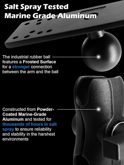WINDFRD 1.5" Ball Short Arm Fish Finder Mount, Marine Electronic Mount, Universal Mounting Plate with 1.5 inches / 38mm / C Size Ball Adapters, Compatible with Garmin, Lowrance, Humminbird and More