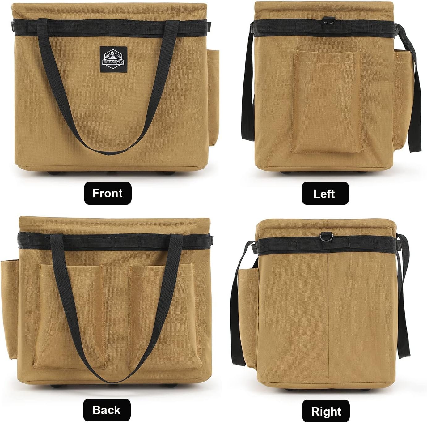 SEPWIK Camping Storage Bag Multifunctional Collapsible Tactical Bag, Car Trunk Organizer for Tool, Cookware Carry Bag, Picnic Basket for Outdoor, Travel, Hiking, Camper, RV (Khaki)