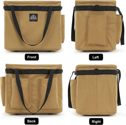 SEPWIK Camping Storage Bag Multifunctional Collapsible Tactical Bag, Car Trunk Organizer for Tool, Cookware Carry Bag, Picnic Basket for Outdoor, Travel, Hiking, Camper, RV (Khaki)