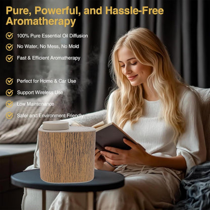 Waterless Essential Oil Diffuser, 60ML Waterless Diffuser for Essential Oil, Smart App Control Aromatherapy Diffuser, Low Noise Mini Scent Air Machine for Car Bedroom Office (Wood Grain)