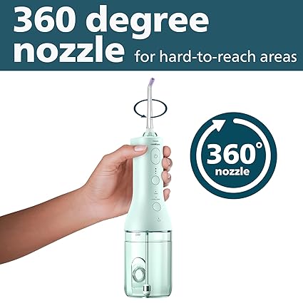 Philips Sonicare Cordless Power Flosser 3000, Water Flosser with Innovative Quad Stream Technology, Oral Irrigator with 2 Flossing Modes and 3 Intensity Levels, Ergonomic Design, Mint, HX3826/24