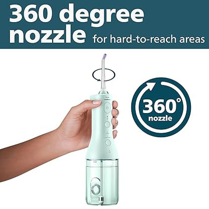 Philips Sonicare Cordless Power Flosser 3000, Water Flosser with Innovative Quad Stream Technology, Oral Irrigator with 2 Flossing Modes and 3 Intensity Levels, Ergonomic Design, Mint, HX3826/24