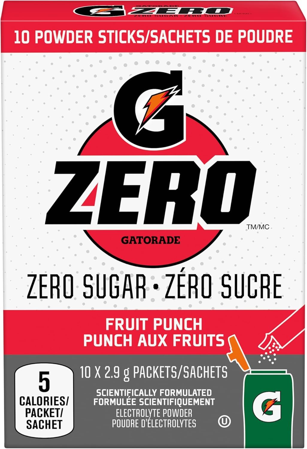 Gatorade Zero Powder Fruit Punch 10 X 2.9g
