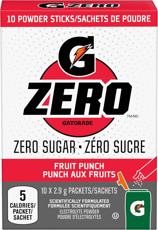 Gatorade Zero Powder Fruit Punch 10 X 2.9g