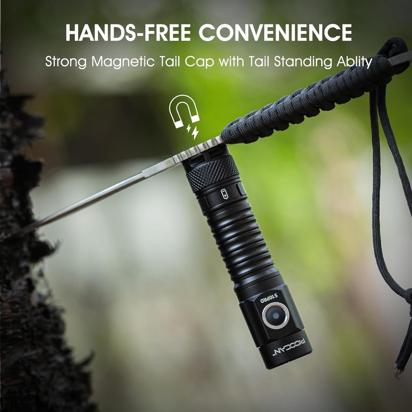 PIOOCAN S10Pro Flashlight Rechargeable, 2500 High Lumens Super Bright Tactical Flashlight, 5 Modes Mini Pocket Flashlight, Magnetic Flashlights for Emergency, Outdoor, Home, Camping, Hiking (Black)
