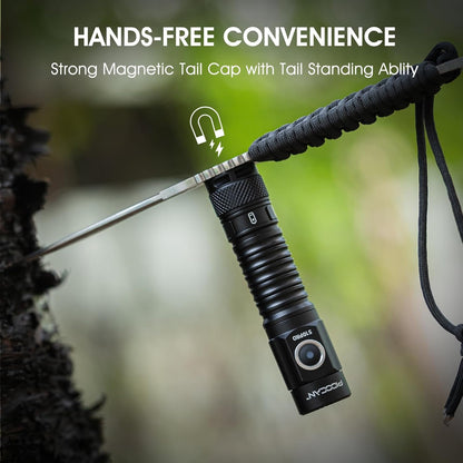 PIOOCAN S10Pro Flashlight Rechargeable, 2500 High Lumens Super Bright Tactical Flashlight, 5 Modes Mini Pocket Flashlight, Magnetic Flashlights for Emergency, Outdoor, Home, Camping, Hiking (Black)