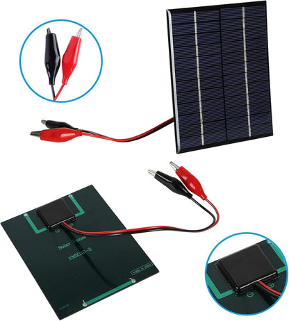 Folgtek 2W 12V Solar Panel DIY Battery Solar Charger Board + Tiger Clip- Perfect for Outdoor Charging Batteries and Low-Power Electronic Products