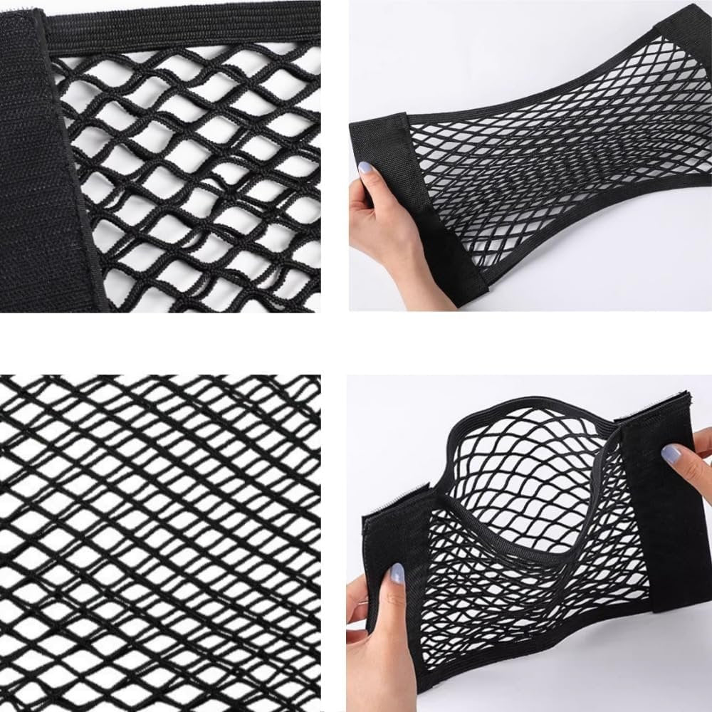 Naisfei Car Storage Net, 4 Pack Mesh Organizers Net, Universal Mesh Cargo Net,Wall Sticker Organizer Pouch Bag Storage Mesh Net for Car Trunk Storage Add On Organizers for Car Truck(25-50cm)