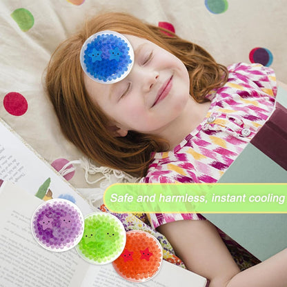 Boo Boo Ice Packs - 8 Small Gel Bead Cold Compress Packs, Instant Pain Relief for Injuries, Teething, Bumps & Bruises - Child-Safe Cooling Pads for First Aid Kits (8 Color Star Smile)