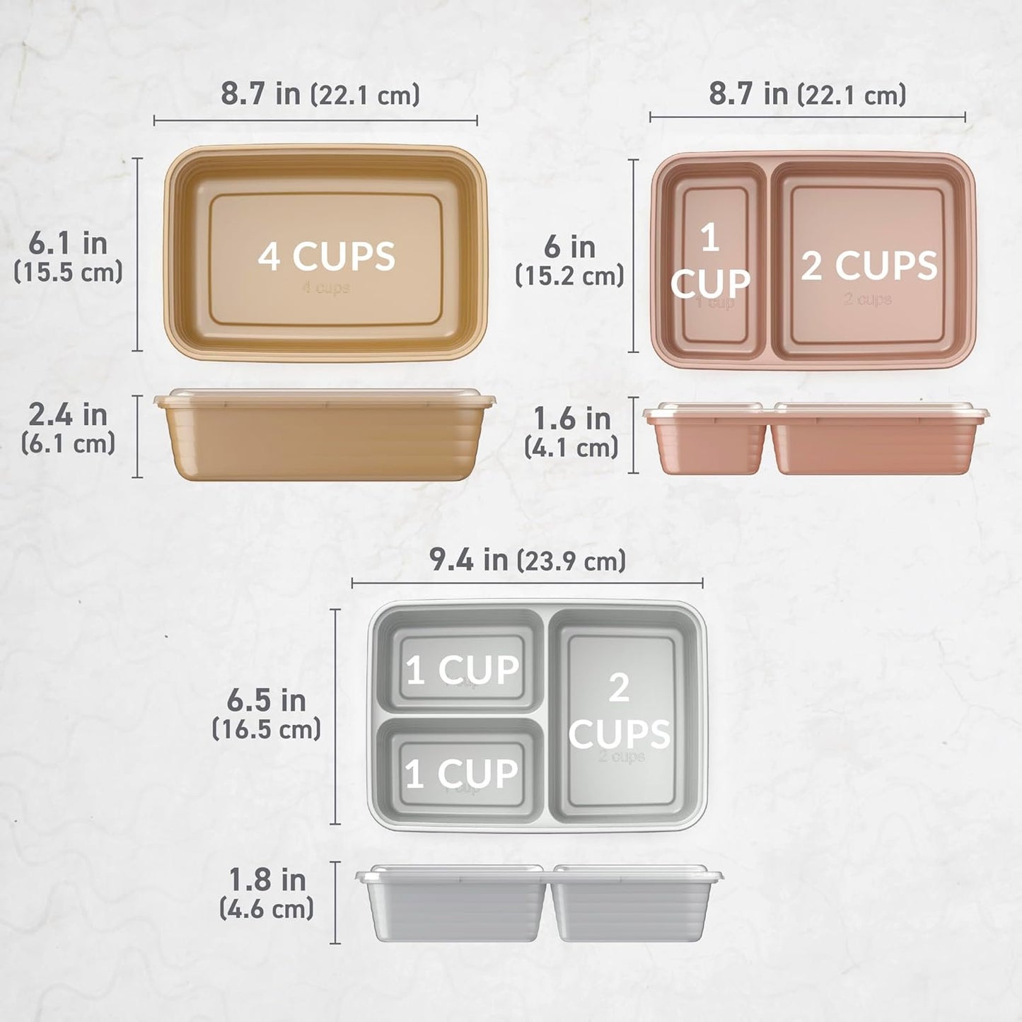 Bentgo Prep 60-Piece Meal Prep Kit - Reusable Food Containers 1-Compartment, 2-Compartment, & 3-Compartments for Healthy Eating - Microwave, Freezer, & Dishwasher Safe (Gleam Metallics)