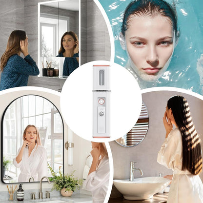 Rechargeable Electric Face Mister For Women - Fine Water Mist Face Spray Humidify for Deep Skin Hydration, Perfect For Travel, Study, And Everyday Use Portable Face Spray Mister With Ricaricab