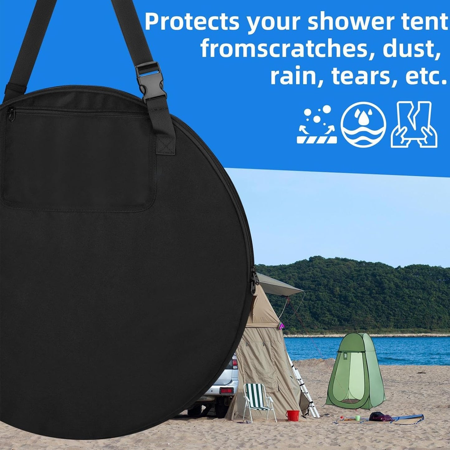 Privacy Shower Tent Bag, Pop-up Carry Case, Durable Nylon Storage, Lightweight Travel Organizer, Camping Necessary, Beach Gear Holder, Outdoor Adventure Backpack, Ideal for Hiking