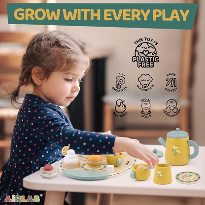 Tea Sets for Toddlers 3-5 Girl Birthday Gift 2 Year Old Princess Party Wooden Play Food Toy Sets for Kids Kitchen Accessories Age 3 4 5 6 Wood Educational Toys