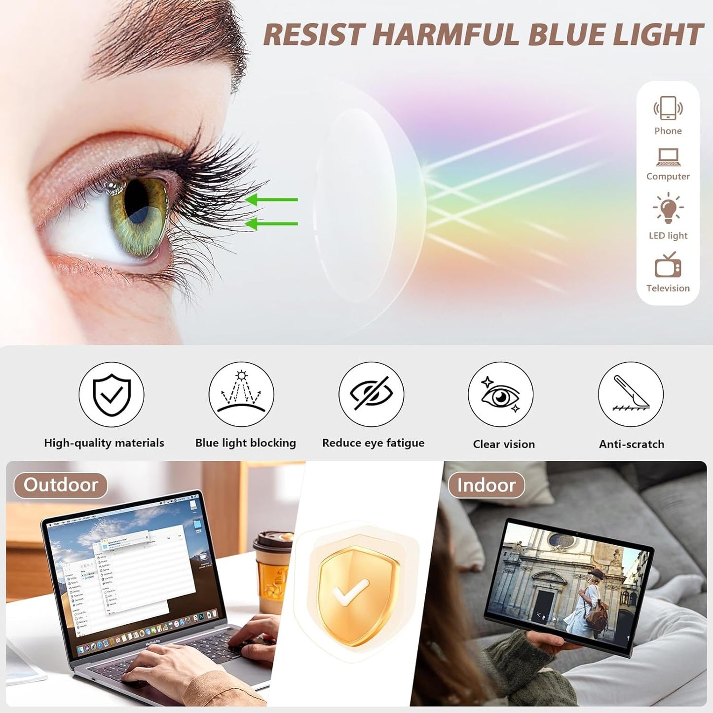 Safety Glasses for Women Men, 2Pack Safety Goggles Anti Fog, UV Protection Blue Light Blocking glasses Protective Eyewear