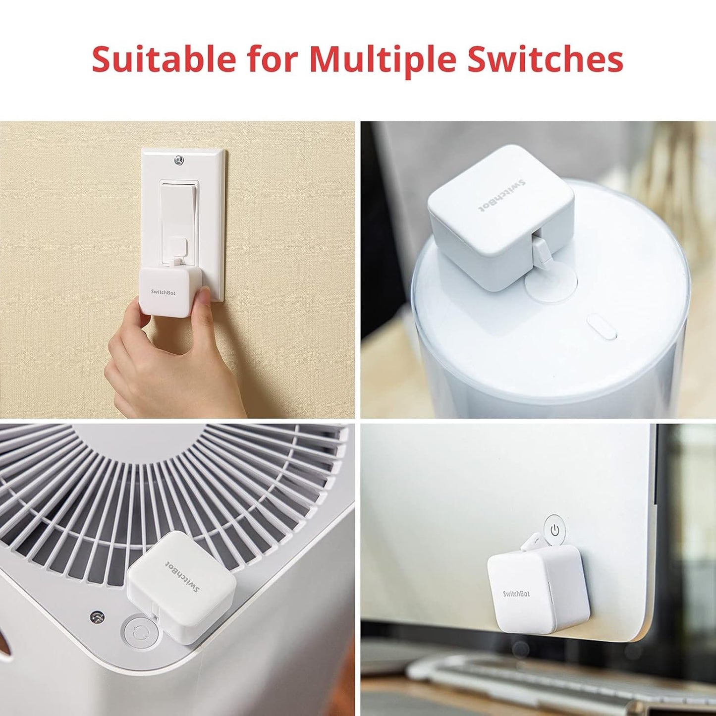 SwitchBot Smart Switch Pusher with Remote - No Wiring, Control with APP, Timer and Bluetooth Remote, Add SwitchBot Hub Mini to Make it Compatible with Alexa, Google Home, IFTTT (White)