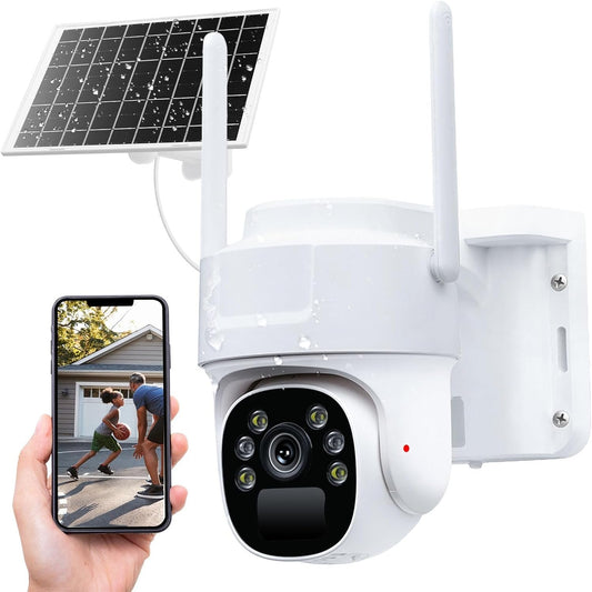ADVWIN Solar Security Camera, Outdoor Wireless Home Surveillance with Colour Night Vision, PIR Motion Alarm, 2-Way Audio, 2.4G Wi-Fi