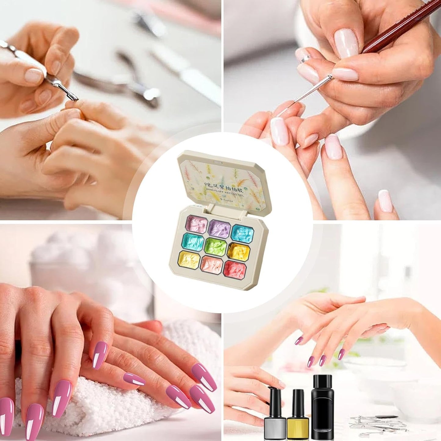 Patting Gel Polish, 9 Colors Sponge Pat Paint, Rainbow Nail Gel Set, Solid Beauty Care Kit, Ideal for DI Y Art, Manicure Practice, Salon Styling, Home Use, Fashion Accessory, 2.5g
