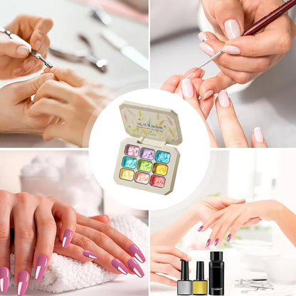 Patting Gel Polish, 9 Colors Sponge Pat Paint, Rainbow Nail Gel Set, Solid Beauty Care Kit, Ideal for DI Y Art, Manicure Practice, Salon Styling, Home Use, Fashion Accessory, 2.5g